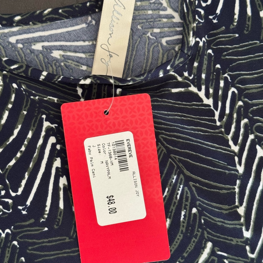 Evereve Navy, Moss and White Palm Leaf Print Camisole size Medium - Picture 7 of 8